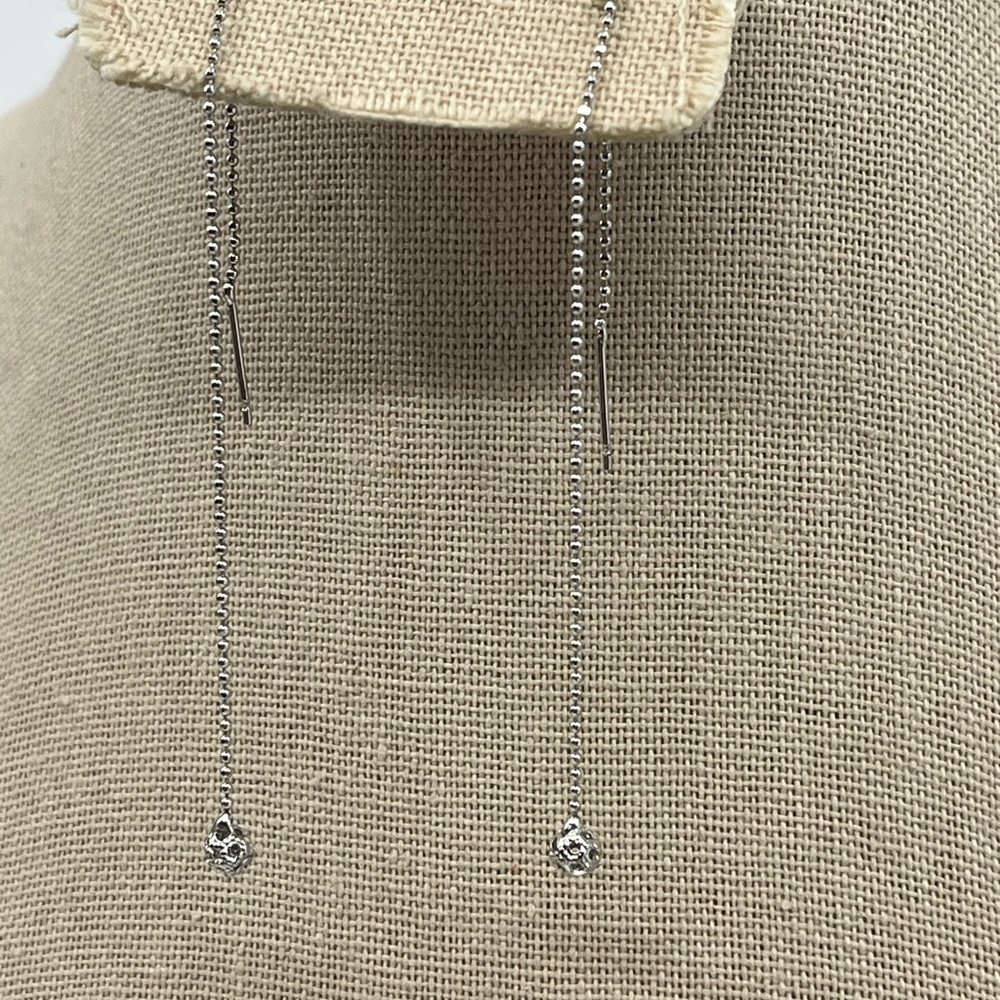 Vintage Platinum-Plated Threader Earrings Lightweight Dangle - Picture 10 of 13